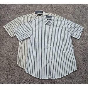 Lot of‎ 2 Bogari Button Up Shirt Mens Large Striped Short Sleeve Chest Pocket
